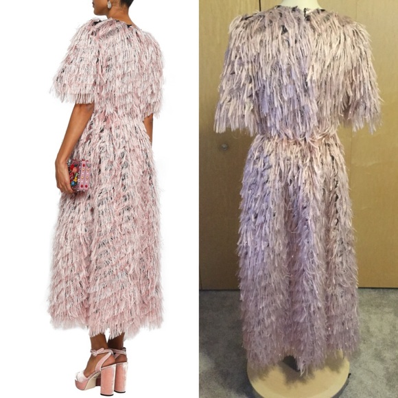 DOLCE & GABBANA Fringed fil coupé organza  dress - Picture 2 of 8